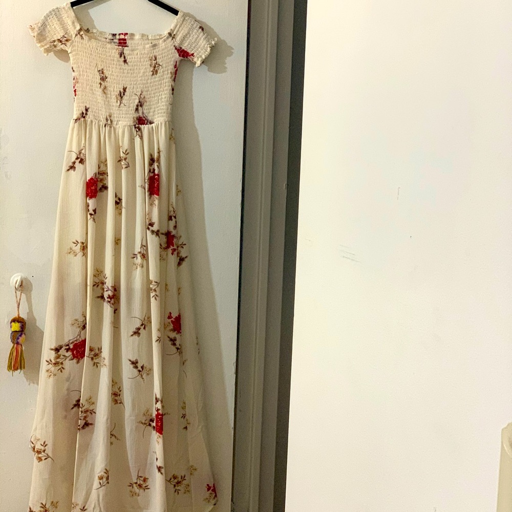 Off shoulder floral maxi dress